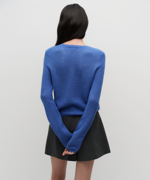 MUSINSA STANDARD WOMAN（ムシンサスタンダードウーマン）の「ウィメンズシアーテクスチャードラウンドネックカーディガン[ブルー]（カーディガン/ボレロ・レディース・その他・X-SMALL/SMALL/LARGE/MEDIUM）」の3枚目の写真