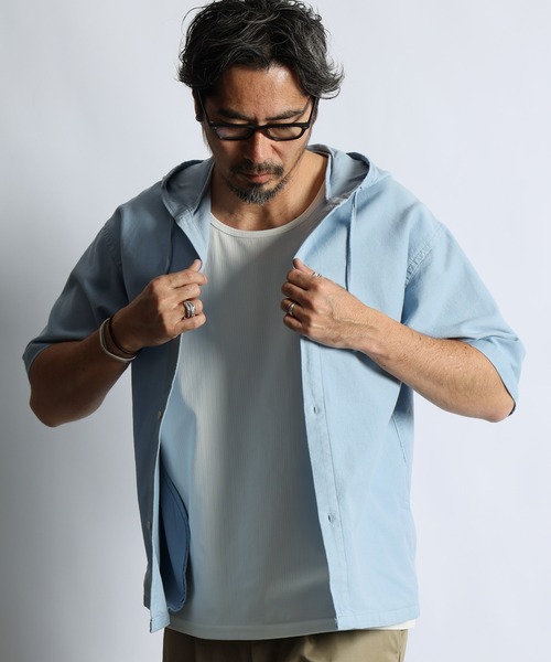 The DUFFER of ST.GEORGE(ザダファーオブセントジョージ)の「UNCUT CORDUROY S/S SHIRT PARKA:セットアップ対応 アンカットコーデュロイ 半袖シャツパーカー(シャツ/ブラウス・メンズ・ホワイト/ライトブルー/ネイビー・X-LARGE/LARGE/MEDIUM)」の10枚目の写真