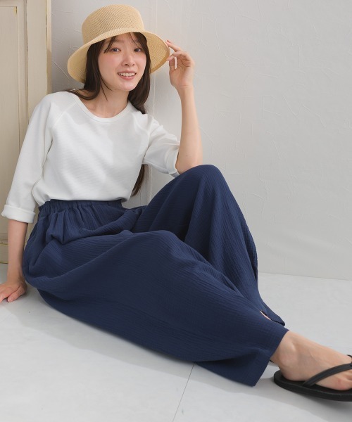 OMNES(オムネス)の「ダブルガーゼイージーコクーンパンツ(その他パンツ・レディース・ブラック/ネイビー/チャコールグレー・FREE)」の14枚目の写真