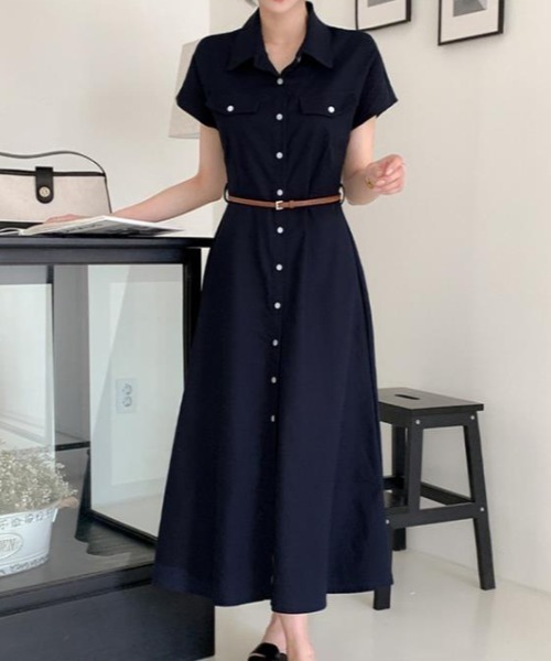 semplice（センプリチェ）の「ワンピース【韓国ファッション】（ワンピース・レディース・ホワイト/ネイビー・F）」の2枚目の写真