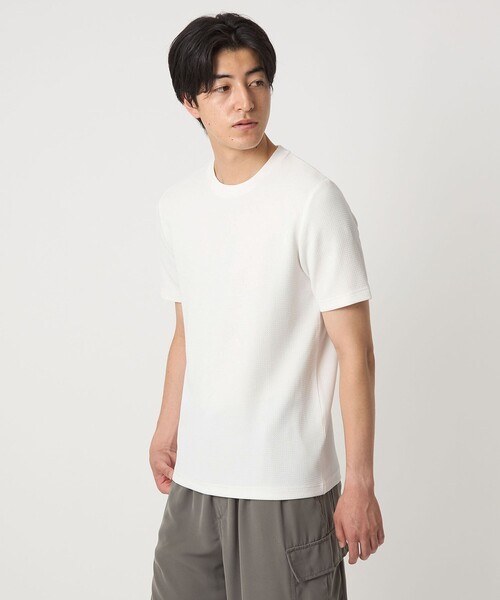 A DAY IN THE LIFE UNITED ARROWS(アデイインザライフユナイテッドアローズ)の「バウンシー ジャガード カットソー<A DAY IN THE LIFE>(Tシャツ/カットソー・メンズ・ホワイト/オリーブ/ブラック・M/S/L)」の1枚目の写真