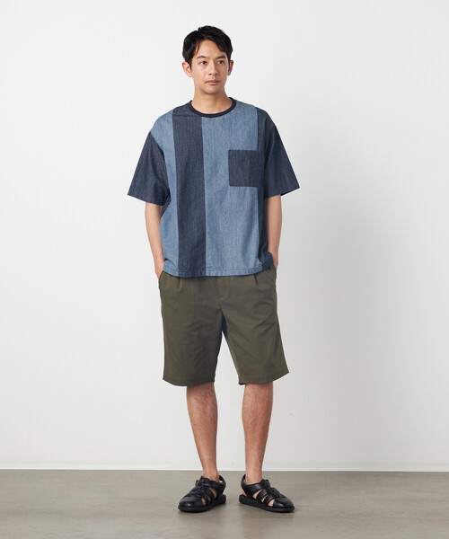 COMME CA ISM(コムサイズム)の「6オンスコットンデニム 切り替え半袖Tシャツ(Tシャツ/カットソー・メンズ・ネイビー・LARGE/MEDIUM)」の2枚目の写真