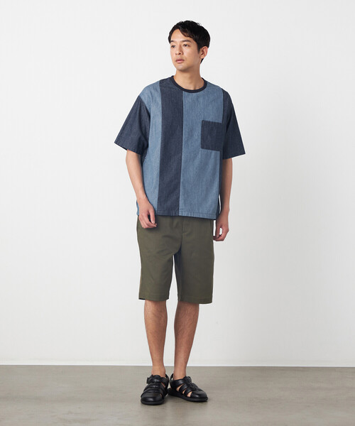 COMME CA ISM(コムサイズム)の「6オンスコットンデニム 切り替え半袖Tシャツ(Tシャツ/カットソー・メンズ・ネイビー・LARGE/MEDIUM)」の3枚目の写真