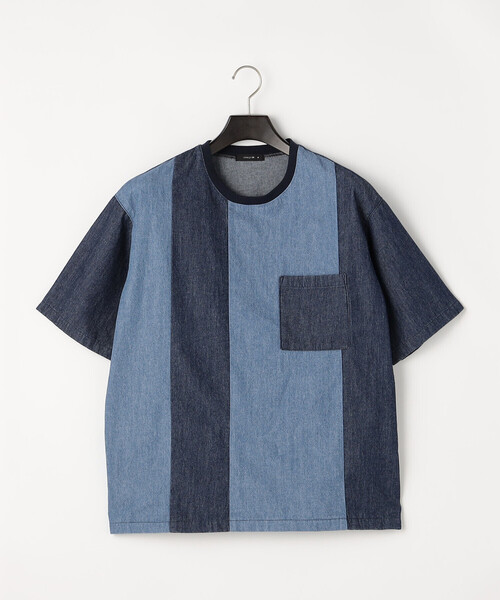 COMME CA ISM(コムサイズム)の「6オンスコットンデニム 切り替え半袖Tシャツ(Tシャツ/カットソー・メンズ・ネイビー・LARGE/MEDIUM)」の5枚目の写真