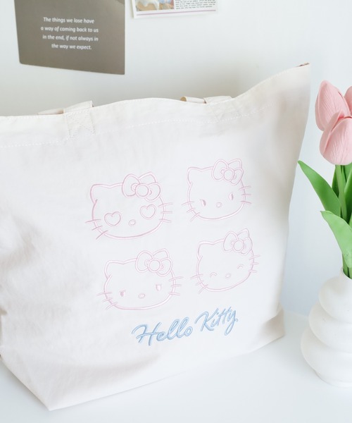 sanrio(サンリオ)の「Sanrio サンリオ トートバッグ フェイス(トートバッグ・レディース・アイボリー/ライトブルー/ピンク/ライトグレー/パープル/イエロー・FREE)」の1枚目の写真