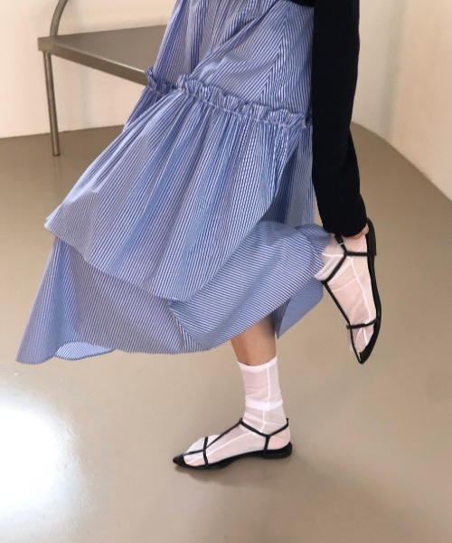 FAVORITO(ファヴォリート)の「フリルゴム付きスカート(スカート・レディース・ホワイト/ブルー・F)」の19枚目の写真