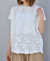 Bleu Bleuet | フラワー3D刺繍Tシャツ26NO2(Tシャツ/カットソー)