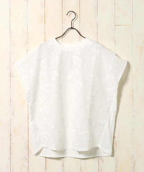 Bleu Bleuet（ブルーブルーエ）の「フラワー3D刺繍Tシャツ26NO2（Tシャツ/カットソー・レディース・ホワイト/ライトブルー・FREE）」の9枚目の写真