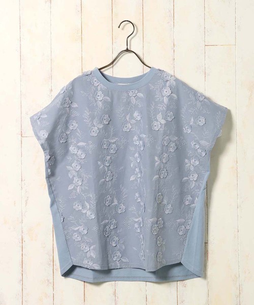Bleu Bleuet（ブルーブルーエ）の「フラワー3D刺繍Tシャツ26NO2（Tシャツ/カットソー・レディース・ホワイト/ライトブルー・FREE）」の10枚目の写真