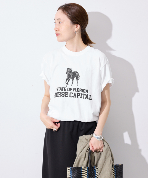 SLOBE IENA(スローブイエナ)の「GULF COAST/ガルフコースト SLOBE別注 グラフィックTEE1(Tシャツ/カットソー・レディース・ホワイト/グリーン/ピンク/ネイビー・FREE)」の9枚目の写真