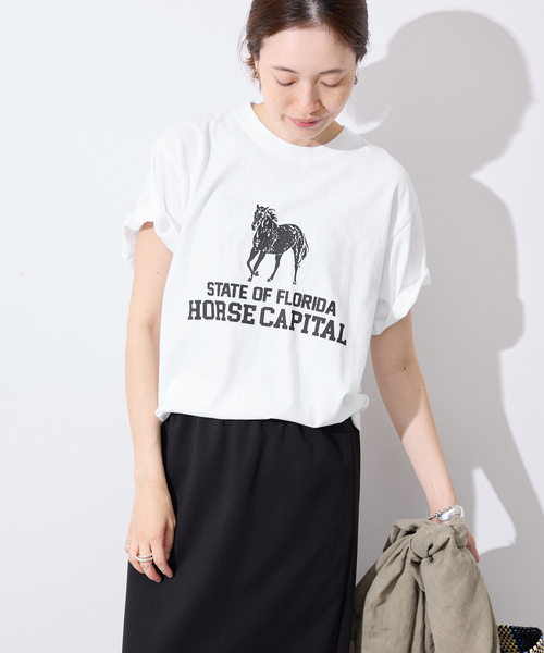 SLOBE IENA(スローブイエナ)の「GULF COAST/ガルフコースト SLOBE別注 グラフィックTEE1(Tシャツ/カットソー・レディース・ホワイト/グリーン/ピンク/ネイビー・FREE)」の12枚目の写真