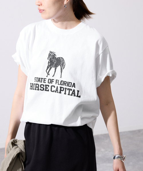 SLOBE IENA(スローブイエナ)の「GULF COAST/ガルフコースト SLOBE別注 グラフィックTEE1(Tシャツ/カットソー・レディース・ホワイト/グリーン/ピンク/ネイビー・FREE)」の13枚目の写真