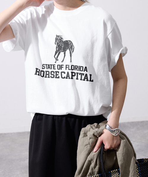 SLOBE IENA(スローブイエナ)の「GULF COAST/ガルフコースト SLOBE別注 グラフィックTEE1(Tシャツ/カットソー・レディース・ホワイト/グリーン/ピンク/ネイビー・FREE)」の14枚目の写真