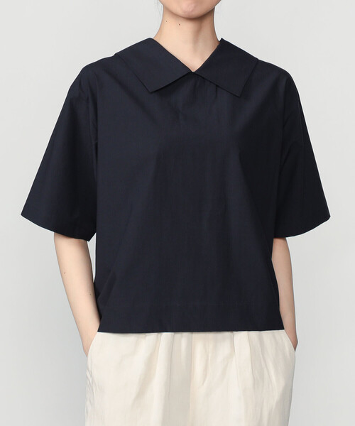 nicholson&nicholson(ニコルソンアンドニコルソン)の「nicholson & nicholson |〈別注〉ショートスリーブ半袖シャツ WOMEN(シャツ/ブラウス・レディース・ネイビー/ホワイト/ブルー・38)」の1枚目の写真