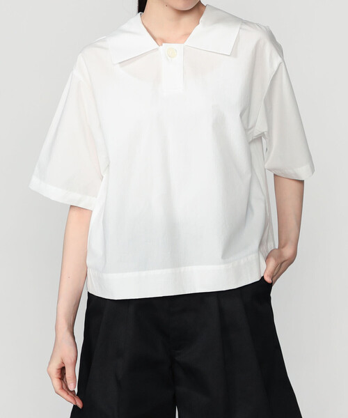 nicholson&nicholson(ニコルソンアンドニコルソン)の「nicholson & nicholson |〈別注〉ショートスリーブ半袖シャツ WOMEN(シャツ/ブラウス・レディース・ネイビー/ホワイト/ブルー・38)」の2枚目の写真