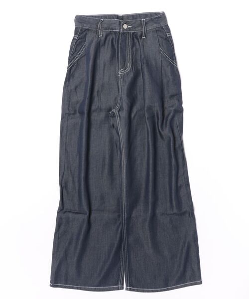 L LABEL（エルラベル）の「ボリュームタックセミワイドデニムパンツ（デニムパンツ・レディース・ホワイト/ダークインディゴブルー/ライトブルー・M-L/S-M）」の18枚目の写真