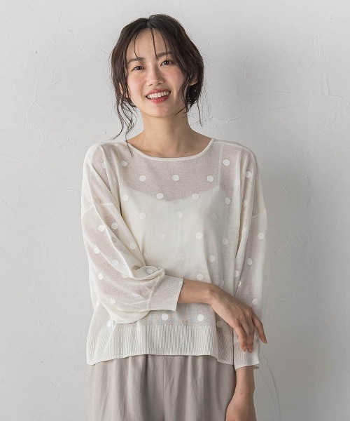 Droite lautreamont(ドロワットロートレアモン)の「フロッキードットシアーニットカーディガン(カーディガン/ボレロ・レディース・ブラック/オフホワイト/チャコールグレー・M)」の14枚目の写真