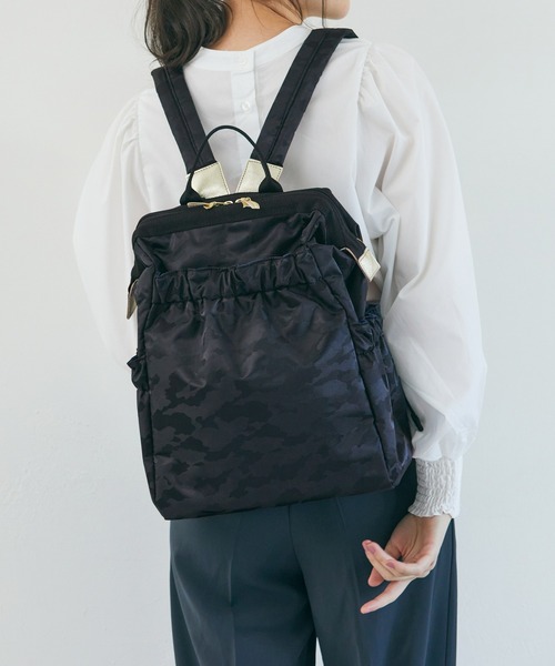 ARTISAN&ARTIST(アルティザンアンドアーティスト)の「「ARTISAN&ARTIST」グレイス・カモフラージュ/ワイドオープン・大きめリュック(バックパック/リュック・レディース・ブラック・FREE)」の10枚目の写真