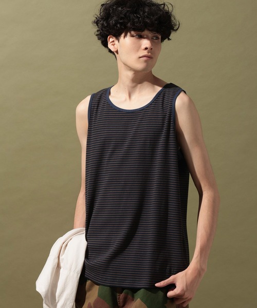 niko and...（ニコアンド）の「【NATOKii(ネイトゥーキー)】リブタンクトップ（タンクトップ・メンズ・ネイビー/ナチュラル・LARGE/MEDIUM）」の2枚目の写真