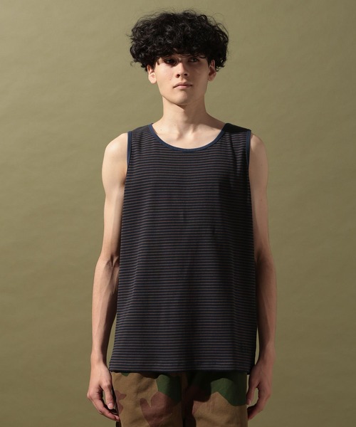niko and...（ニコアンド）の「【NATOKii(ネイトゥーキー)】リブタンクトップ（タンクトップ・メンズ・ネイビー/ナチュラル・LARGE/MEDIUM）」の4枚目の写真
