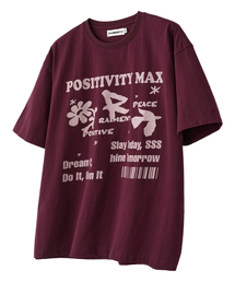 RAIMENT（レイメント）の「ピースピグメントプリント半袖Tシャツ_バーガンディ（Tシャツ/カットソー）」