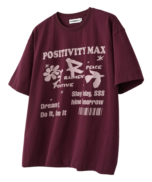 RAIMENT(レイメント)の「ピースピグメントプリント半袖Tシャツ_バーガンディ(Tシャツ/カットソー・メンズ・その他・SMALL/MEDIUM/LARGE)」の1枚目の写真