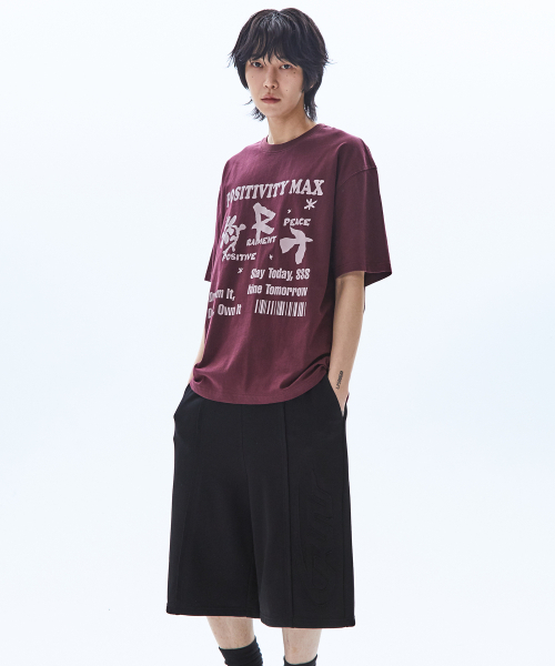 RAIMENT(レイメント)の「ピースピグメントプリント半袖Tシャツ_バーガンディ(Tシャツ/カットソー・メンズ・その他・SMALL/MEDIUM/LARGE)」の2枚目の写真