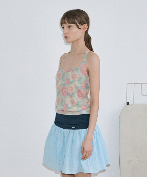 SINOON(シヌーン)の「Rose Floral Knit Halter Top (Green)(Tシャツ/カットソー・レディース・グリーン・SMALL/MEDIUM)」の2枚目の写真