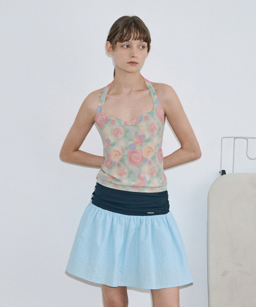 SINOON(シヌーン)の「Rose Floral Knit Halter Top (Green)(Tシャツ/カットソー・レディース・グリーン・SMALL/MEDIUM)」の3枚目の写真