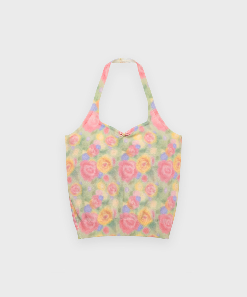 SINOON(シヌーン)の「Rose Floral Knit Halter Top (Green)(Tシャツ/カットソー・レディース・グリーン・SMALL/MEDIUM)」の4枚目の写真