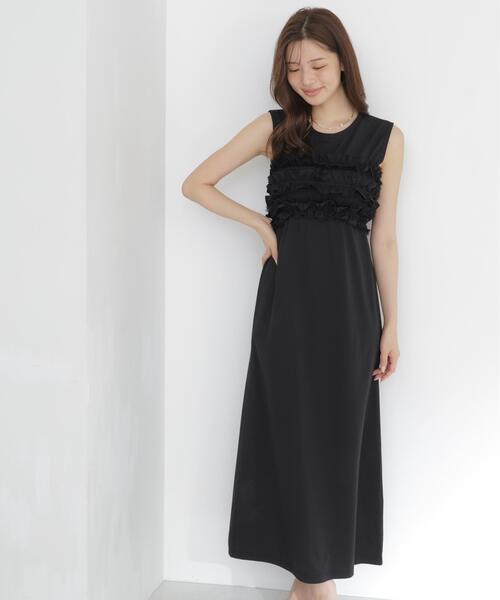 PROPORTION BODY DRESSING(プロポーションボディドレッシング)の「<a>フリルベア付きカットワンピース / 1216249600(ワンピース・レディース・ブラック/イエロー/ダークグレー・MEDIUM/P/S)」の1枚目の写真