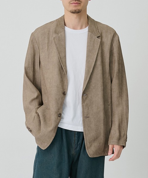 CITY TOKYO(シティトウキョウ)の「【CITY TOKYO/シティートーキョー】Fade linen リラックスジャケット(テーラードジャケット・メンズ・ベージュ/ダークグレー・3/2/1)」の1枚目の写真