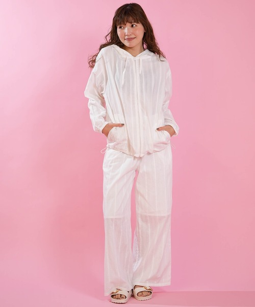 Hula Lani(フララニ)の「HULALANI/フララニ レディース ジップアップパーカー 長袖 羽織り ワンポイント 263HU2JK071(シャツ/ブラウス・レディース・ホワイト/ブルー/ピンク・FREE)」の7枚目の写真