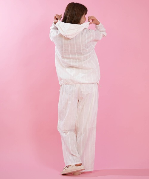 Hula Lani(フララニ)の「HULALANI/フララニ レディース ジップアップパーカー 長袖 羽織り ワンポイント 263HU2JK071(シャツ/ブラウス・レディース・ホワイト/ブルー/ピンク・FREE)」の8枚目の写真