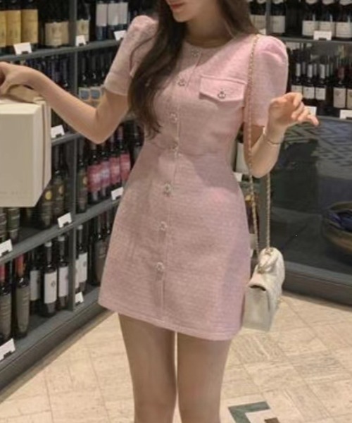 YUGA(ユーガ)の「YUGA_YGMC Korean-style Summer tweed dress(ワンピース・レディース・ブラック/ライトピンク・FREE)」の16枚目の写真