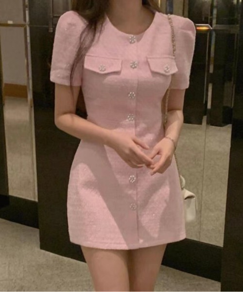 YUGA(ユーガ)の「YUGA_YGMC Korean-style Summer tweed dress(ワンピース・レディース・ブラック/ライトピンク・FREE)」の20枚目の写真