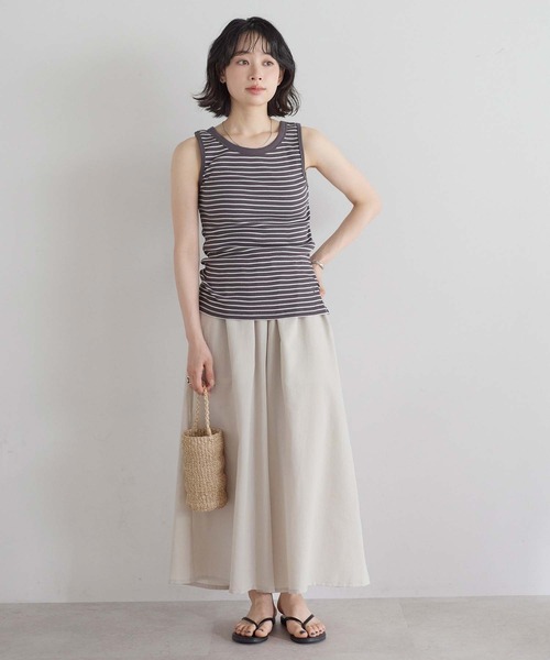 HEART MARKET(ハートマーケット)の「やわらかスラブギャザーワイドガウチョ(その他パンツ・レディース・チャコール/ナチュラル/ブラック/グレイッシュベージュ/カーキ・MEDIUM/LARGE)」の4枚目の写真