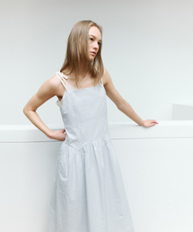 Shirring long Dress_Skylblue