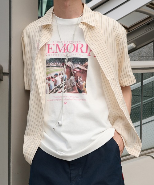 Perushu（ペルーシュ）の「Graphic Assorted Print T-Shirt／グラフィックアソートプリントTシャツ（Tシャツ/カットソー・メンズ・ブラック/ネイビー/オフホワイト/ホワイト系その他/グリーン・MEDIUM/LARGE）」の8枚目の写真