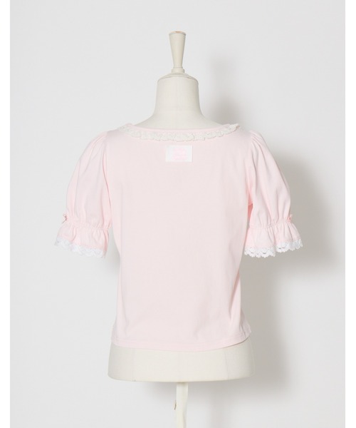 Fiorforte(フィオルフォルテ)の「puff sleeve rose T-shirt(Tシャツ/カットソー・レディース・ピンク/ホワイト・FREE)」の19枚目の写真