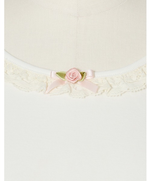 Fiorforte(フィオルフォルテ)の「puff sleeve rose T-shirt(Tシャツ/カットソー・レディース・ピンク/ホワイト・FREE)」の13枚目の写真