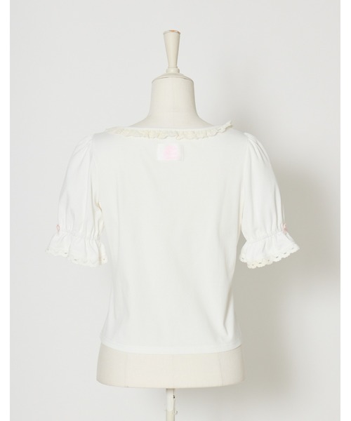 Fiorforte(フィオルフォルテ)の「puff sleeve rose T-shirt(Tシャツ/カットソー・レディース・ピンク/ホワイト・FREE)」の16枚目の写真