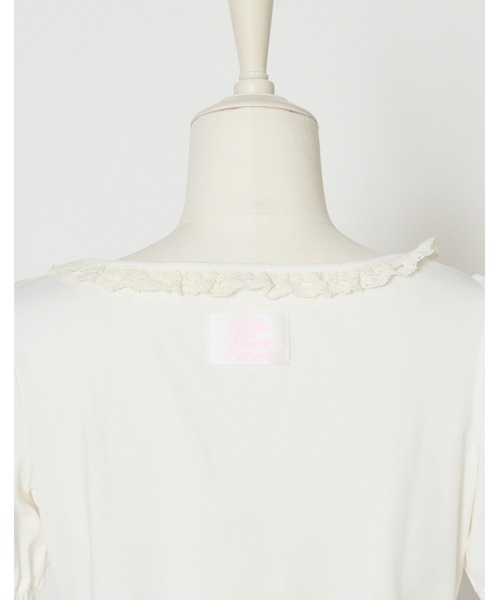 Fiorforte(フィオルフォルテ)の「puff sleeve rose T-shirt(Tシャツ/カットソー・レディース・ピンク/ホワイト・FREE)」の17枚目の写真