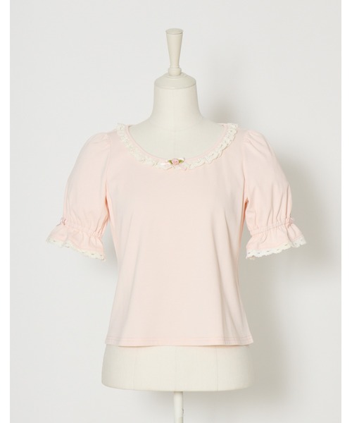 Fiorforte(フィオルフォルテ)の「puff sleeve rose T-shirt(Tシャツ/カットソー・レディース・ピンク/ホワイト・FREE)」の18枚目の写真
