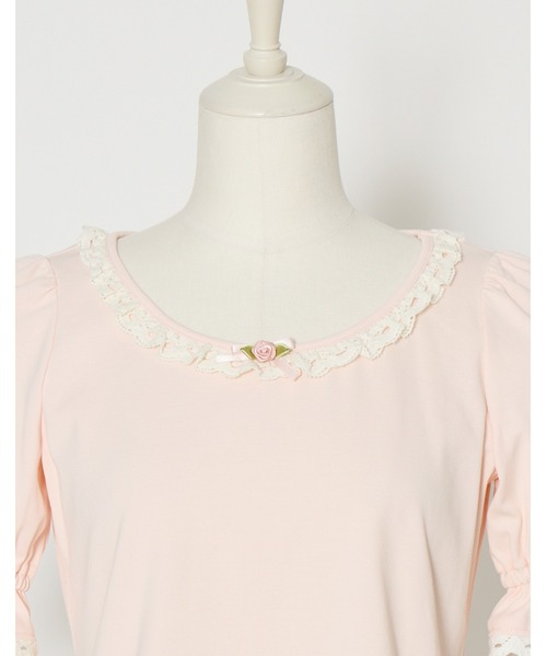 Fiorforte(フィオルフォルテ)の「puff sleeve rose T-shirt(Tシャツ/カットソー・レディース・ピンク/ホワイト・FREE)」の20枚目の写真