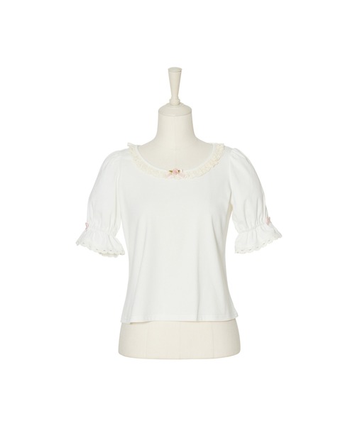 Fiorforte(フィオルフォルテ)の「puff sleeve rose T-shirt(Tシャツ/カットソー・レディース・ピンク/ホワイト・FREE)」の22枚目の写真