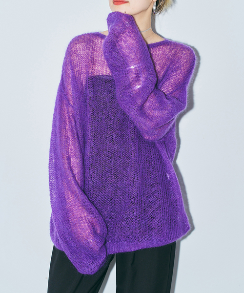 CITYSHOP（シティーショップ）の「《追加》AZE PULLOVER 2：ニット（ニット/セーター・レディース・パープル/ネイビー/サックスブルー・FREE）」の3枚目の写真