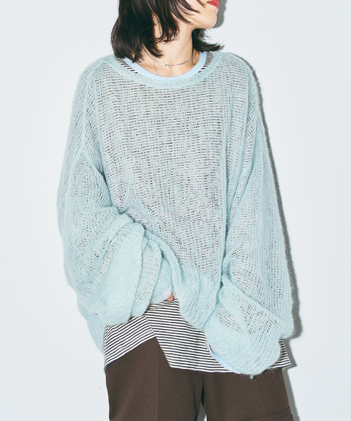 CITYSHOP（シティーショップ）の「《追加》AZE PULLOVER 2：ニット（ニット/セーター・レディース・パープル/ネイビー/サックスブルー・FREE）」の2枚目の写真