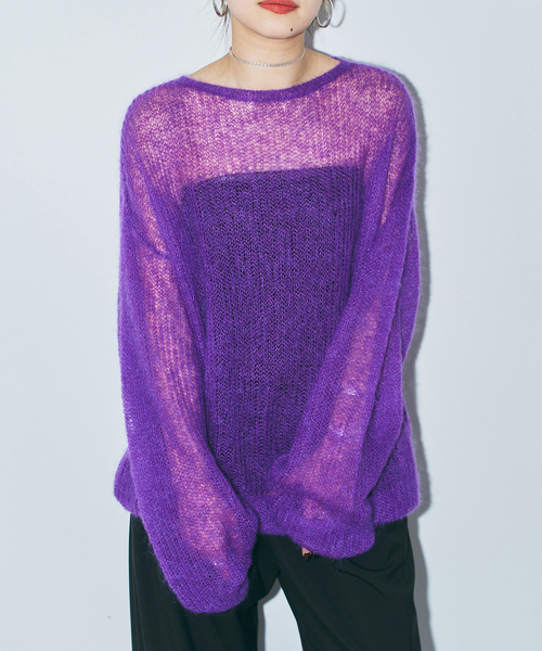 CITYSHOP（シティーショップ）の「《追加》AZE PULLOVER 2：ニット（ニット/セーター・レディース・パープル/ネイビー/サックスブルー・FREE）」の4枚目の写真