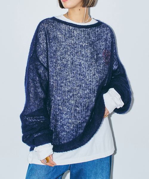 CITYSHOP（シティーショップ）の「《追加》AZE PULLOVER 2：ニット（ニット/セーター・レディース・パープル/ネイビー/サックスブルー・FREE）」の6枚目の写真